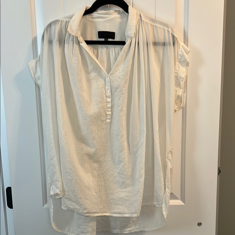 Nili Lotan Normandy Cream Short Sleeve Blouse